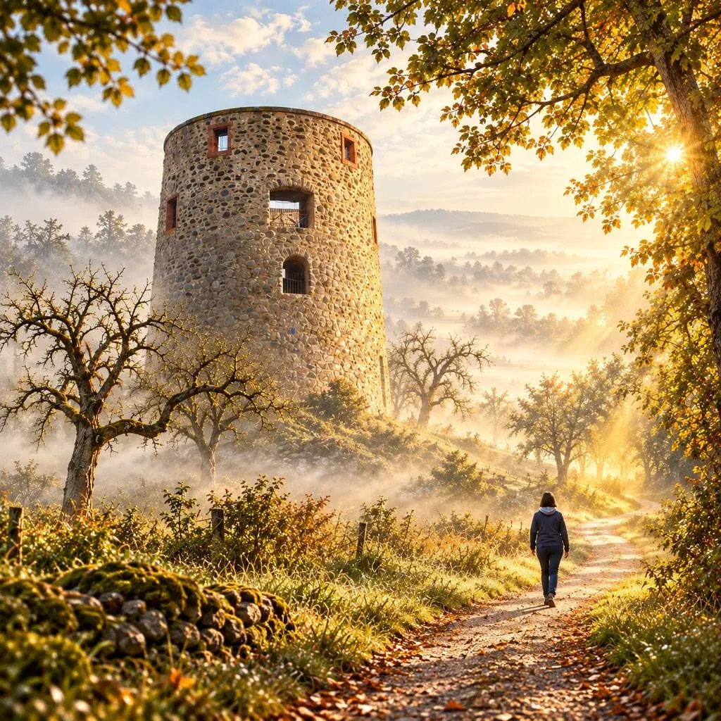 Stimmungsvolle Illustration eines Limesturms im goldenen Morgenlicht